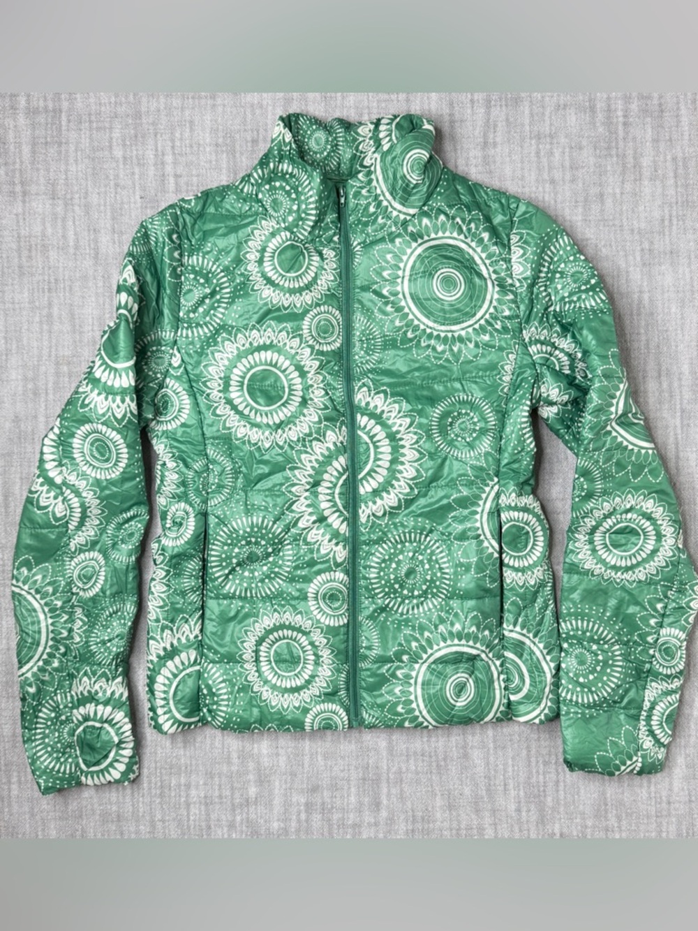 Desigual Green Printed Puffer Jacket